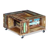 WEMYUFURN Table basse en bois recyclé 70 x 70 x 35 cm, table basse, table de salon, table d'appoint, pour salon et bureau, point central pour votre maison