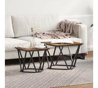 WEMYUFURN Table basse en chêne fumé avec cadre en métal, look industriel, carrée, 60 x 60 cm, design stable pour une ambiance minimaliste