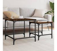 WEMYUFURN Table basse industrielle Nesting Set de table en bois avec cadre en métal, peu encombrante pour salon, chambre à coucher et bureau