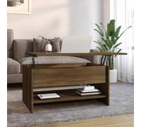 WEMYUFURN Table basse réglable avec espace de rangement en bois - Hauteur réglable pour écrire, lire et boire, résistante à l'humidité
