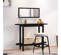 WEMYUFURN Table console noire 110 x 40 x 80 cm en pin massif, table basse, table de salon, table d'appoint, pour salon et bureau, point central pour votre maison