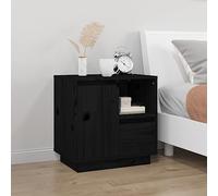 WEMYUFURN Table de chevet en pin massif, noire, 50 x 34 x 50 cm, commode de lit, table de chevet pour meubles de chambre à coucher