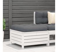 WEMYUFURN Tabouret de jardin avec coussin blanc en pin massif, design à lattes, tabouret d'extérieur pour terrasse et cour, polyvalent comme tabouret ou table basse, modulaire