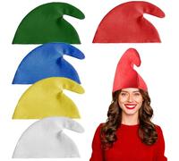 WENAUANG 5 Pcs Chapeaux de Nain pour Carnaval, Chapeau d'elfe, Chapeau de Gnomes Pointu Coloré, Costume Amusant, Adaptés pour Halloween, Fêtes Costumées