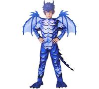 WENAUANG Déguisement Dragon Enfant, Combinaison Chevalier Dragon de Givre avec Ailes, Masque et Queue, Enfant Garçon Costume de Dragon pour les Fêtes d'Halloween, Cosplay et Fêtes