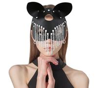 WENAUANG Masque de Chat Sexy en Cuir pour Femme, Vénitien Sexy Cosplay Masque pour Halloween Party Ball Dance, Masque Catwoman pour Carnaval Mascarade Maquillage Fête Faveurs