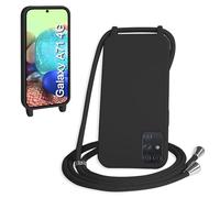 WenBaby Coque avec Cordon pour Samsung Galaxy A71 4G,Collier pour Étui bandoulière Colliers de cellulaire Mince Antichoc Réglable Lanyard Silicone Case,Noir