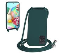 WenBaby Coque avec Cordon pour Samsung Galaxy A71 5G,Collier pour Étui bandoulière Colliers de cellulaire Mince Antichoc Réglable Lanyard Silicone Case,Vert foncé