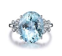 Wenbin Fashion Lady Bague de fiançailles en argent sterling 925 avec topaze bleue ovale Taille 6-10