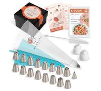Wenburg Embouts Poche a Douille Patisserie | 43 pcs. | 16 Grandes Douille Russe Patisserie | 1 Embout à Feuille | Adaptateur | 20 Poches à Douille Jetables | Poche a Douille Silicone (Blumen II)
