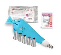 Wenburg Embouts Poche a Douille Patisserie Professionnelle | Avec 6 Embouts | Poche à Douille Silicone 35 cm | Adaptateur | Embouts en Acier Inoxydable pour Décoration de Gâteaux et Tartes (Set Basic)