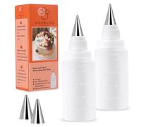 Wenburg Flacon pulvérisateur de 75 ml avec 2 buses en acier inoxydable, stylo décoratif avec échelle, facile à utiliser pour dessiner, écrire et décorer des gâteaux
