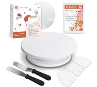 Wenburg Kit de Plateau Tournant Gateau - Décorations de Gâteaux avec Plaque Tournante Gateau, Lisseur à Gâteau, Spatules, Planche à Gâteau - Plateau Tournant Patisserie - Kit Gateau (Set Starter)