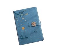 Wenchuang Bloc-notes épais A5 pour professeur de disque - A5 avec bouton diamant - Fleur de prunier - Bleu ciel