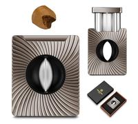 WENCILI Coupe-cigare Guillotine, coupe-cigare de luxe en acier inoxydable à coupe en V, ciseaux durables et tranchants,outil portable pour fumeurs avec coffret cadeau, cadeau pour les hommes (Marron)