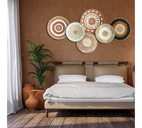 WENCY Lot de 6 paniers muraux tissés - Décoration de Vacances bohème - Panier Mural en Osier tressé - pour décoration Murale de la Maison