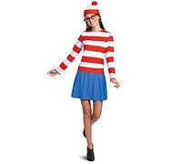 Wenda Wheres Waldo Halloween Costume, Official Adult Wenda Costume Set with Shirt and Skirt Outfit, Classic Women's Size Small (4-6)