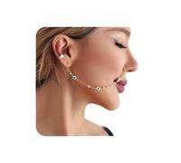 Wendalern Anneau De Nez Punk Faux Mauvais Œil Avec Pompon Non Perforant Bleu Nez À L'oreille Chaîne Bijoux Indien Clous Narine Accessoires Corps en Acier Chirurgical pour Femmes Filles