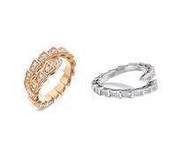 Wendalern Anneaux de serpent gothiques en cristal CZ, anneaux ouverts en forme de serpent irrégulier, bagues de couple en or et argent, bijoux d'Halloween Y3k pour femmes