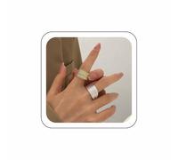 Wendalern Anneaux Pour Femmes Or Argent Bicolore Anneaux Multi Lignes Anneaux Index Larges Réglables Anneaux Maillons Chaîne Ouverte Anneaux Wrap Set Cool Jewelry