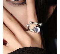 Wendalern Bague Argent Oeil Maléfique Bague Ouverte Réglable En Cristal Perle Bague Ouverte Oeil De Démon Bague Dainty Index Midi Turkish Lucky Protection Jewelry For Kids And Teen Girls