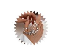 Wendalern Bagues de chaîne punk scorpion en strass bagues d'articulation de scorpion doubles bagues avec chaîne de scorpion bracelet chaîne de main bijoux d'Halloween pour femme