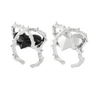 Wendalern Bagues gothiques de coeur d'épine ouvertes en forme sacré en forme de irrégulier Bagues de couple coeur noir et blanc Bijoux pour femmes
