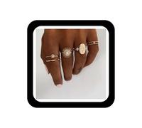 Wendalern Bohème Perle Knuckle Joint Anneaux Or Soleil Knuckle Bague Empilable Ensemble Millésime Strass Géométrique Anneau Queue Anneau Index Bague Bijoux pour Femmes Adolescentes