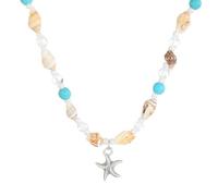 Wendalern Boho Étoile de mer collier ras du cou perles de cristal Conch collier de perles fait à la main Sea Star Shell Surfer collier Hawaii Beach Cowrie Shell collier collier bijoux pour femmes