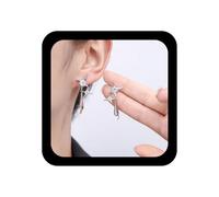 Wendalern Boucles D'oreilles Strass Étoile Croix Double Cz Polaris Crucifix Long Teardrop Dangle Earrings Y2k Bijoux Pour Femmes