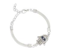 Wendalern Bracelet Hamsa Argent Maléfique Zircon Cubique Fatima Charms Sideway Cz Main Chanceux Bijoux Pour Femmes Et Hommes