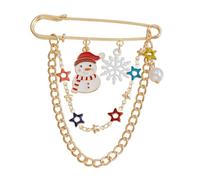 Wendalern Broche De Noël Pour Femme Épingle Émaillée Flocon De Neige Santa Chaîne Dorée Épingle De Revers Pompon Cloche Arc Lune Arbre De Noël Orignal Charms Safety Pin Vacances Xmas Gift