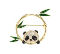 Wendalern Broche Panda Strass Broche Panda Bambou Broche Émail Cristal Panda Animal Épingle De Revers Broche Panda Bambou Ronde Broche Corsage Badges Bijoux Pour Femmes