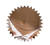 Wendalern Chaîne de corps de taille en couches Perles d'argent Chaîne de ventre de taille Chaîne de corps de bikini africain Chaîne de corps de ventre de plage Rave Body Accessoire Bijoux pour femmes