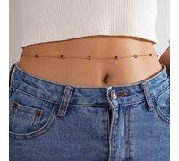 Wendalern Chaîne de corps en or Chaîne de ventre en strass coloré Chaîne de taille en cristal arc-en-ciel Chaîne de bikini de plage Chaîne de corps strass Chaîne d'estomac Bijoux de corps pour femmes