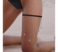Wendalern Chaîne De Cuisse Boho Argent Papillon Araignée Jambe Chaîne Stretch Bikini Cuisse Chaîne De Corps Plage Longue Houppe Chaîne De Corps Rave Party Bal De Promo Bijoux De Corps Pour Femmes