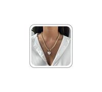 Wendalern Chaîne En Corde Dorée Collier Pendentif avec Perle En Forme De Coeur, Ras De Cou En Fausse Perle, Clavicule Chaîne Torsadée Bijoux Pour Femmes Et Filles