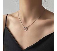 Wendalern Collier Coeur Ouvert Argent Sterling Pendentif Coeur D'amour Neacklace Tiny Heart Charm Snake Chain Necklace Minimalist I Love You Necklace Jewelry For Women Girls