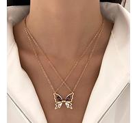 Wendalern Collier Couple Papillon Or Collier Magnétique Papillon Diamant Collier Amitié Papillon Zirconia Brillant Collier Pendentif Papillon Collier Bff Collier Pour 2