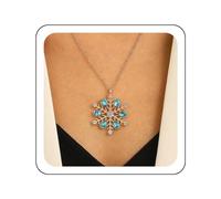 Wendalern Collier Flocon De Neige En Cristal Bleu Collier Pendentif Flocon De Neige En Cristal Cz Dainty Winter Snow Flower Clavicle Chain Collar Christmas Jewelry For Women And Girls
