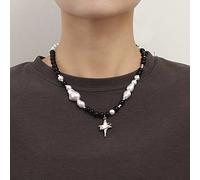 Wendalern Collier Perles De Cristal Collier Ras Du Cou Noir Blanc Collier Perles De Rocaille Collier Étoile Croix Cz Collier Perles De Rocaille Collier Perles Baroque Bijoux Femme Fille Y2k