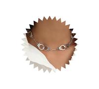Wendalern Collier ras du cou punk - Pendentif menottes en argent, chaîne entrelacée, bijou déclaration pour femmes et filles
