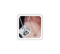 Wendalern Collier Solitaire En Zirconium 3d Hollow Cube Simulated Diamond Pendentif Collier Argent Magic Cube Crystal Necklace Valentine Gifts Jewelry For Women Girls