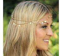 Wendalern Couches Paillettes Coiffe Gland Pendentif Tête Chaîne Or Front Gypsy Coiffe Festival Halloween Costume De Bal Coiffure Bijoux pour Femmes Filles