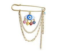 Wendalern Couleur Oeil Broche Broche Multicouche Suspendue Chaîne Épinglette Élégance Evil Eye Coeur Charme Broche Diable Oeil Gland Broche Bouquet De Mariage Badge Bijoux pour Femmes Hommes