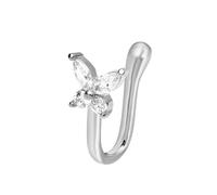 Wendalern Cristal Papillon Nez Anneau Argent Faux Septum Nez Anneaux Minuscule Papillon Nez Anneaux Clip en Forme de U sur le Nez Stud Pliable Nez Anneau Goujons Bijoux pour Femmes et Filles