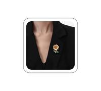 Wendalern Épingle Broche Tournesol en Cristal Pavé Strass Fleur pour Revers Classique Diamant CZ Floral Épingle de Sécurité Corsage Badges Bijoux pour Femmes Or