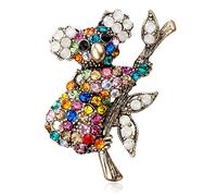 Wendalern Jolie broche koala avec strass et oxyde de zirconium - Broche en cristal coloré - Épinglette vintage pour corsage de vêtements - Badges décoratifs - Accessoires de bijoux pour femmes et
