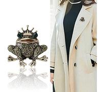 Wendalern Pin Émail Grenouille Vintage Vert Cristal Strass Broche Grenouille Animal Corsage Bouquet Épingle De Revers Badge Bijoux Pour Femmes Hommes
