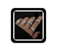 Wendalern Set De Bagues Serpent Bagues Ouvertes Serpent Empilables Bagues Gothiques Animaux Bagues Vintage Argent Bagues Ajustables Bijoux Pour Femmes Filles (5 Pcs)